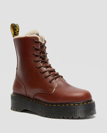 Dr Martens Jadon Faux Fur Gevoerde Platform Laarzen Heren Bruin | NL 258GSO